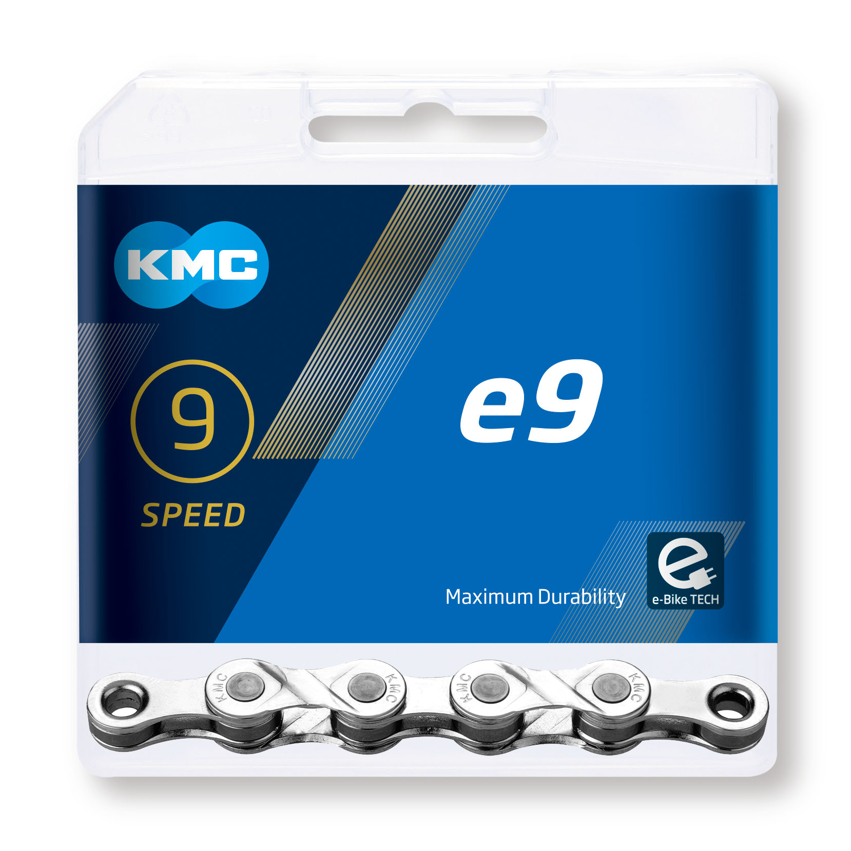 KMC e9 Ezüst lánc elektromos kerékpárokhoz, 9 sebességes